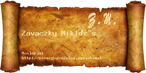 Zavaczky Miklós névjegykártya